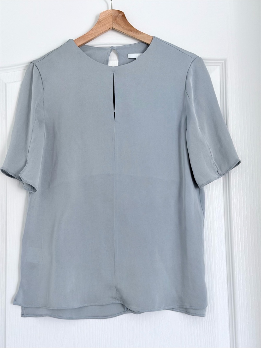 Boss Light Gray Short-Sleeve Keyhole Blouse
